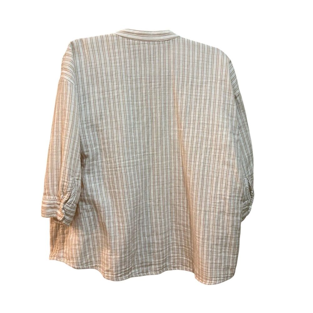 Eileen Fisher Tunic Blouse Womens Size Medium White Striped Button Front Top - Picture 4 of 7